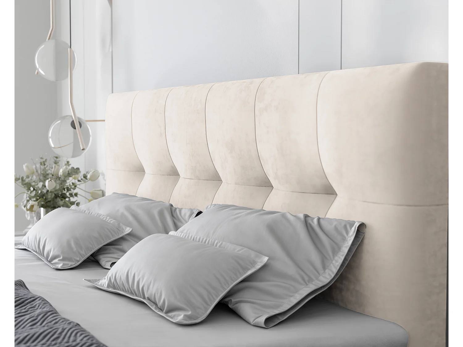 Lit continental rembourré avec surmatelas, beige - 180x200 - RENZO