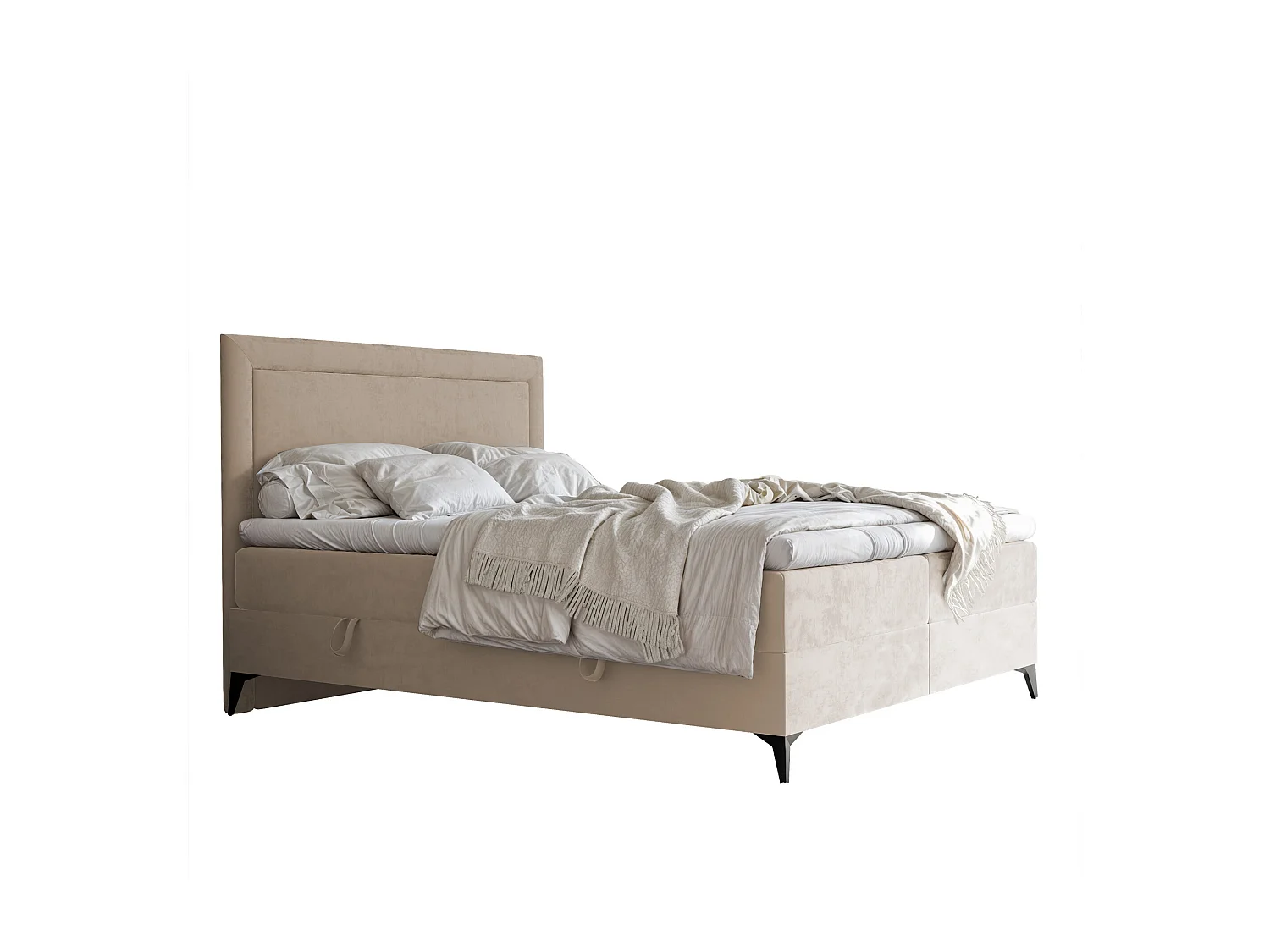 Lit continental rembourré avec surmatelas, crème - 120x200 - NERO