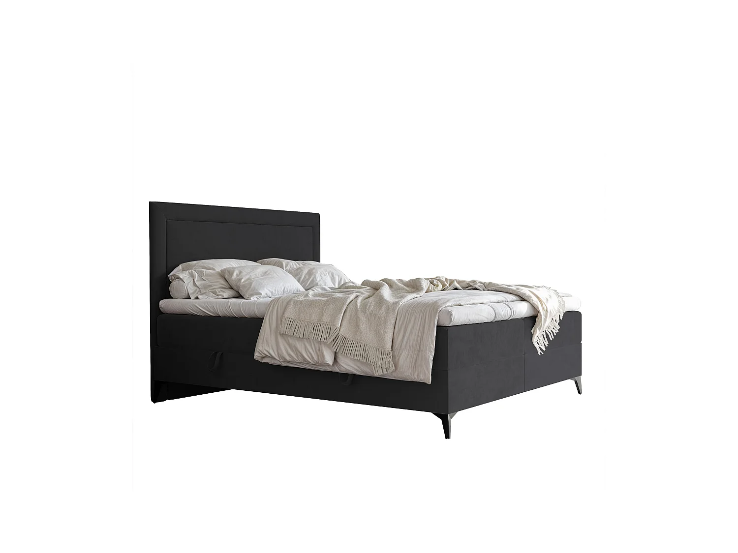 Lit continental rembourré avec surmatelas, gris anthracite - 200x200 - NERO