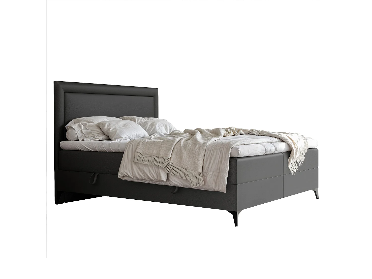 Lit continental rembourré avec surmatelas, noir  - 180x200 - NERO