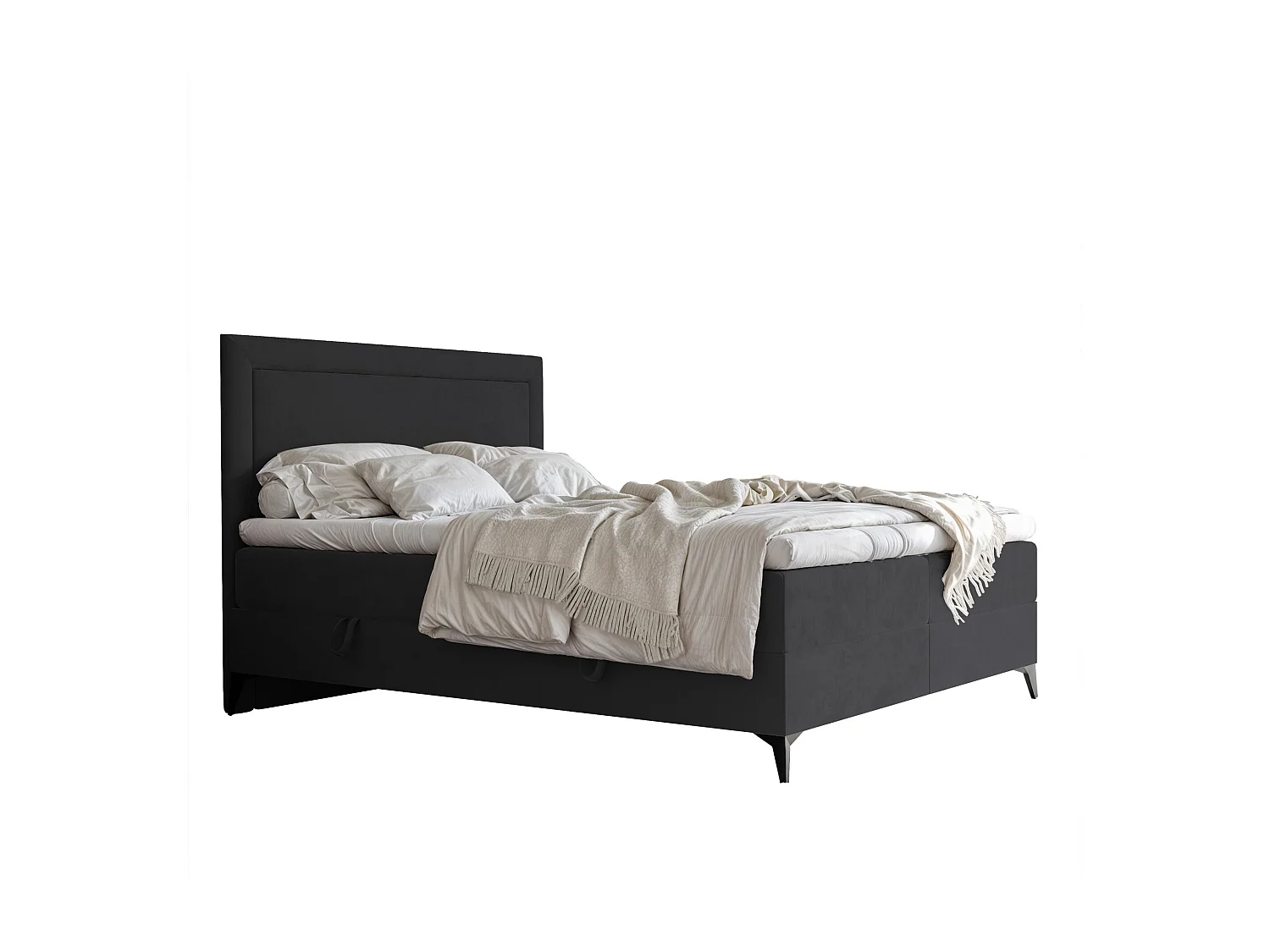 Lit continental rembourré avec surmatelas, gris anthracite - 140x200 - NERO