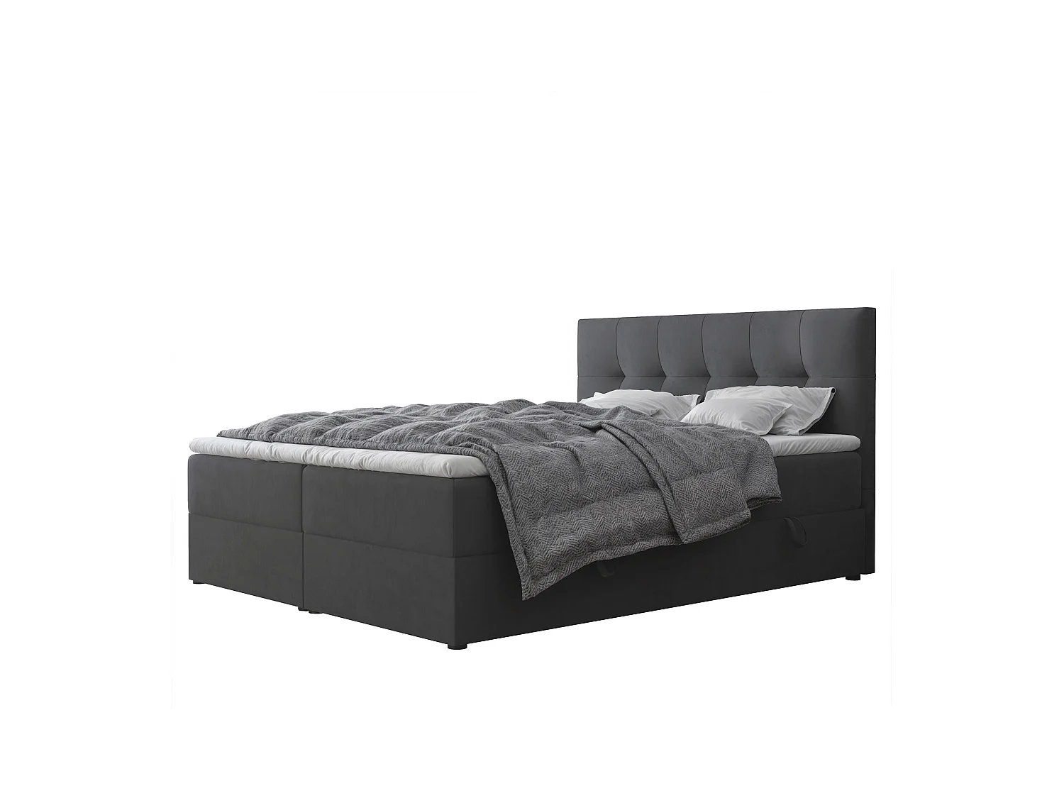 Lit continental rembourré avec surmatelas, gris anthracite - 120x200 - RENZO