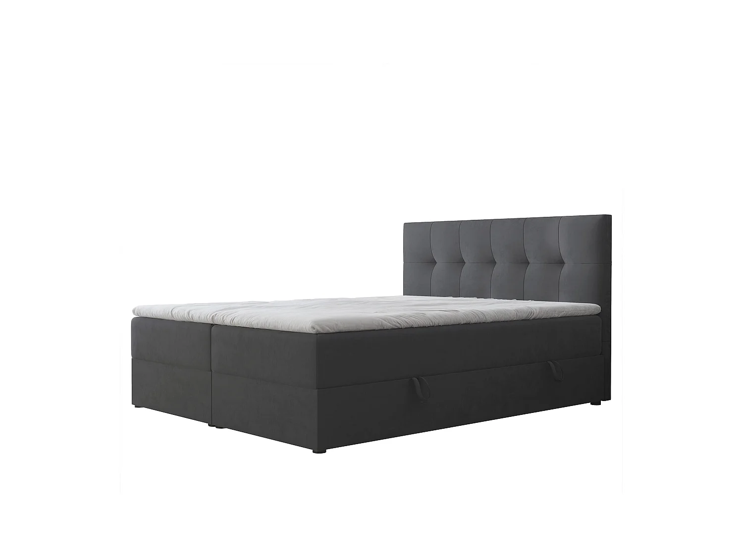 Lit continental rembourré avec surmatelas, gris anthracite - 120x200 - RENZO