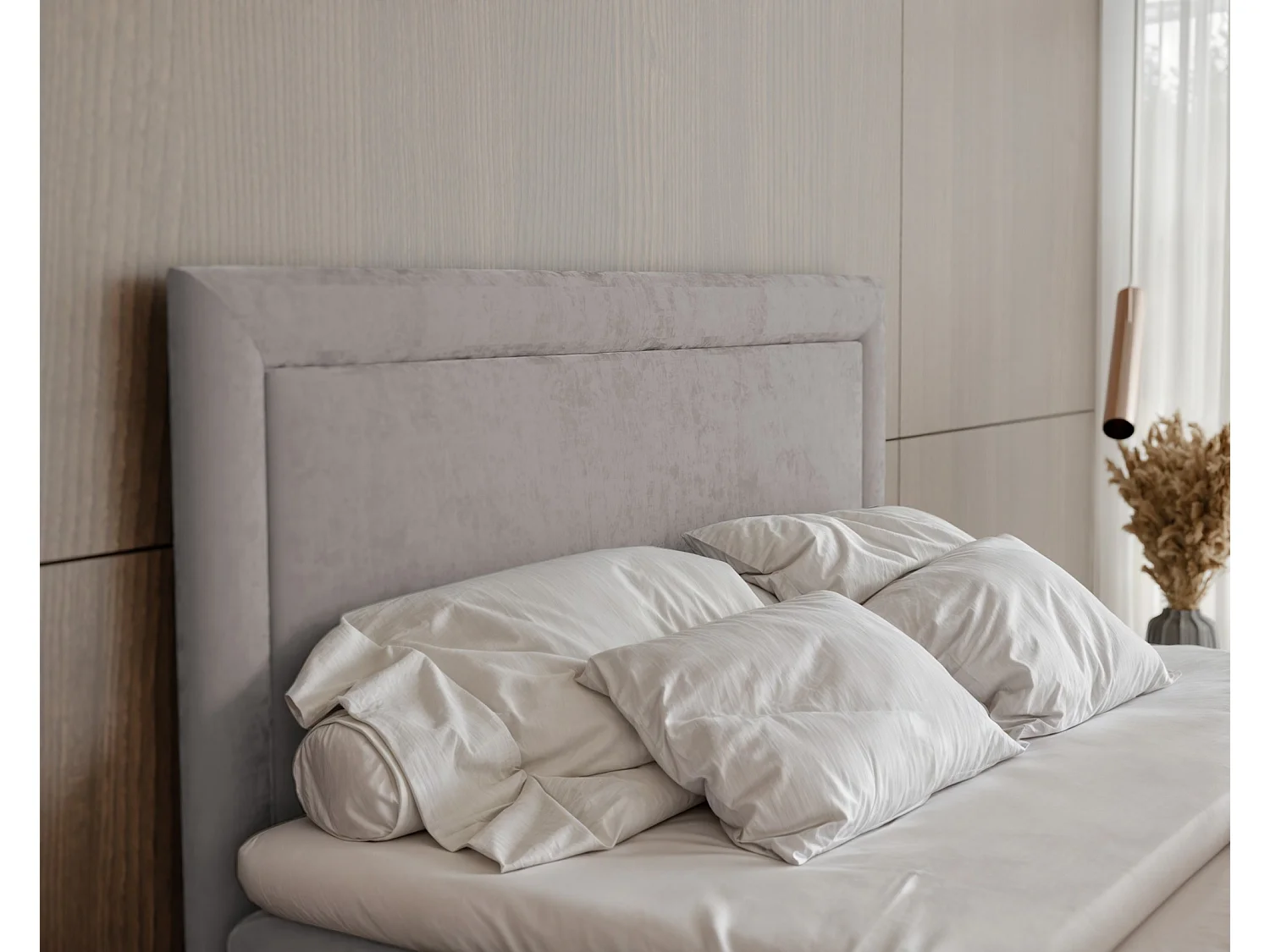 Lit continental rembourré avec surmatelas, gris - 120x200 - NERO