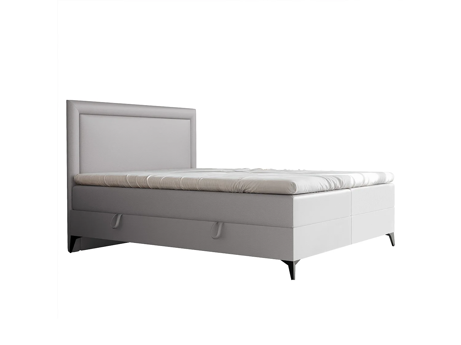 Lit continental rembourré avec surmatelas, gris  - 180x200 - NERO