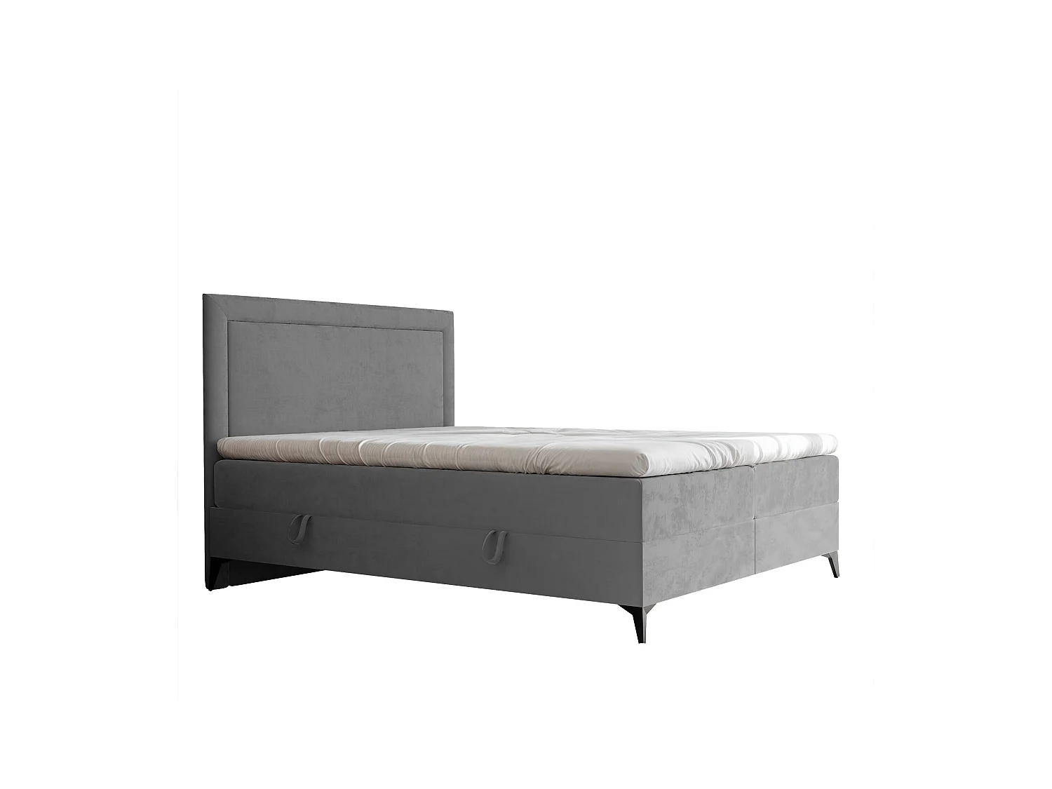 Lit continental rembourré avec surmatelas, gris clair - 200x200 - NERO