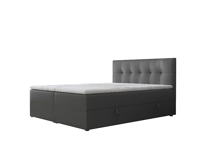 Lit continental rembourré avec surmatelas, noir  - 200x200 - RENZO