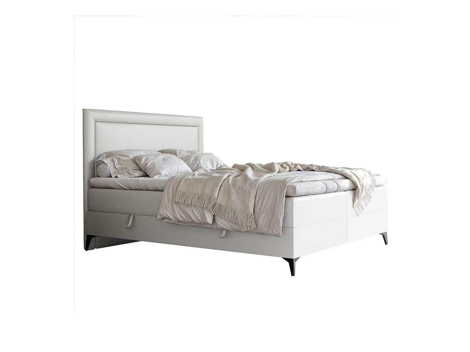 Lit continental rembourré avec surmatelas, blanc  - 200x200 - NERO