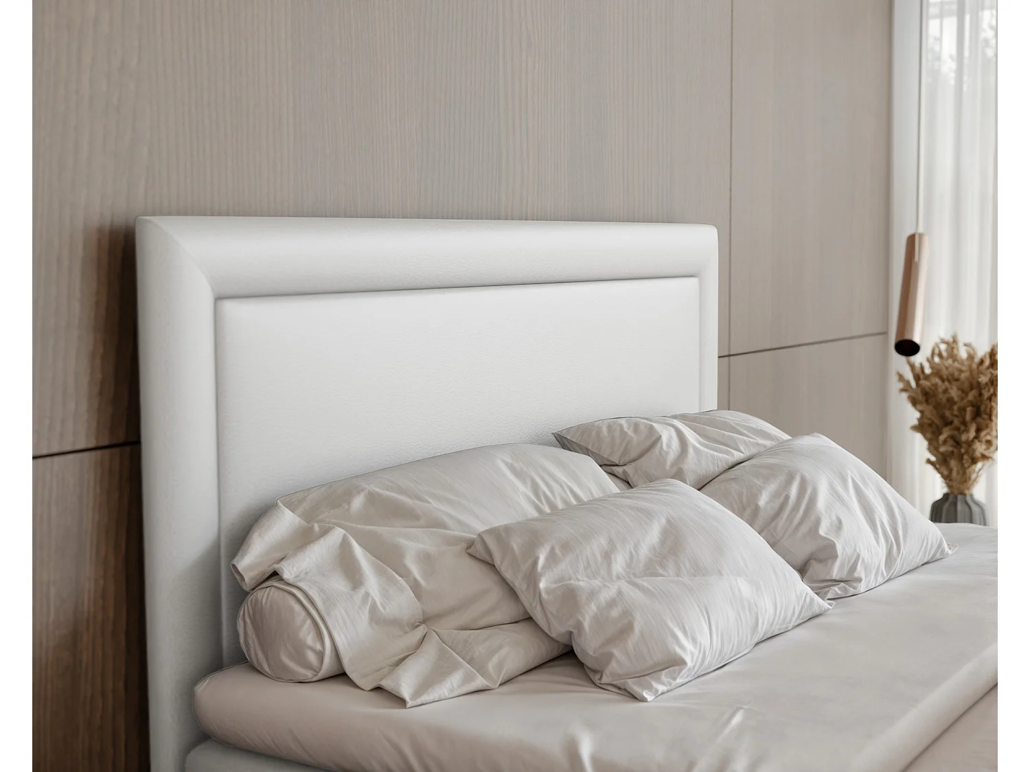 Lit continental rembourré avec surmatelas, blanc  - 200x200 - NERO