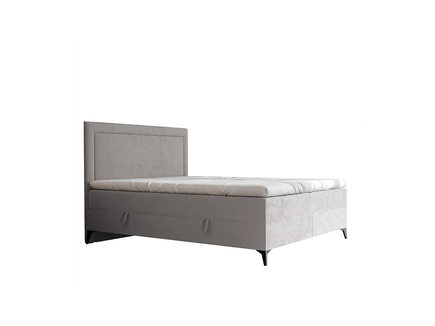 Lit continental rembourré avec surmatelas, gris - 200x200 - NERO