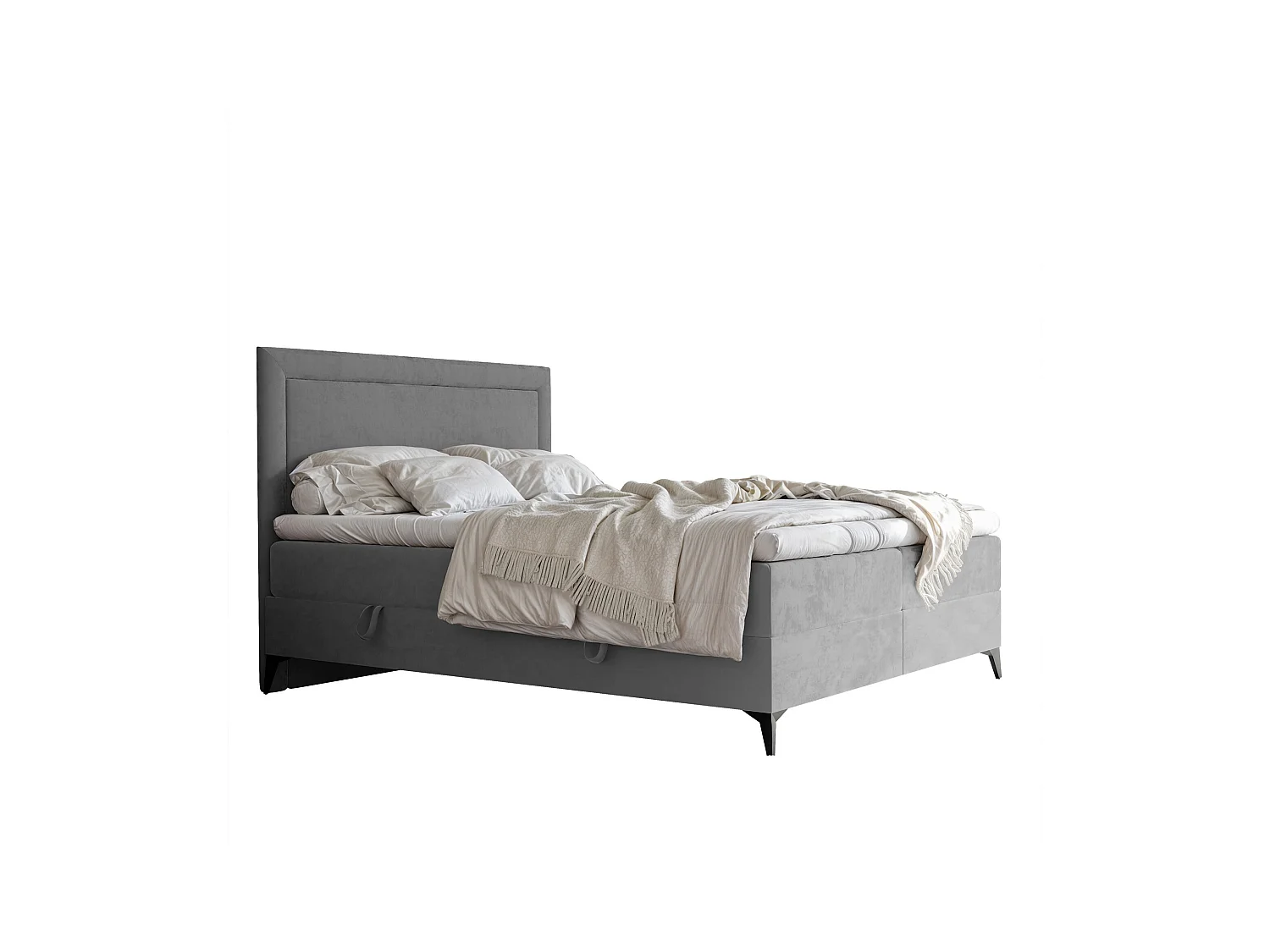 Lit continental rembourré avec surmatelas, gris clair - 160x200 - NERO