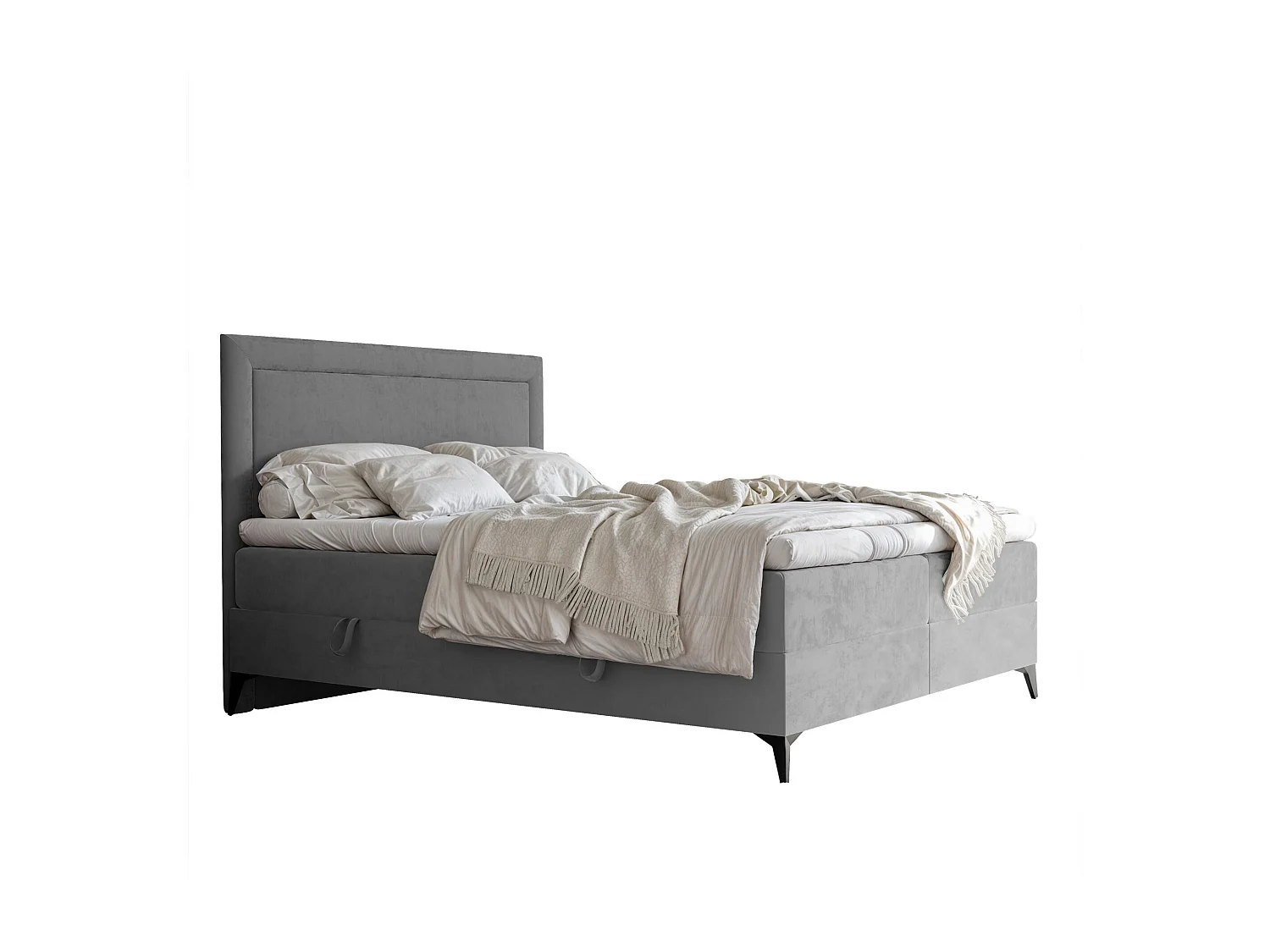 Lit continental rembourré avec surmatelas, gris clair - 160x200 - NERO
