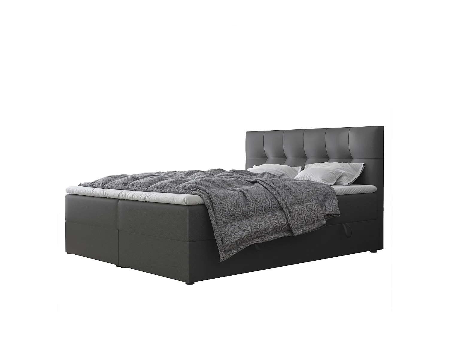 Lit continental rembourré avec surmatelas, noir  - 180x200 - RENZO