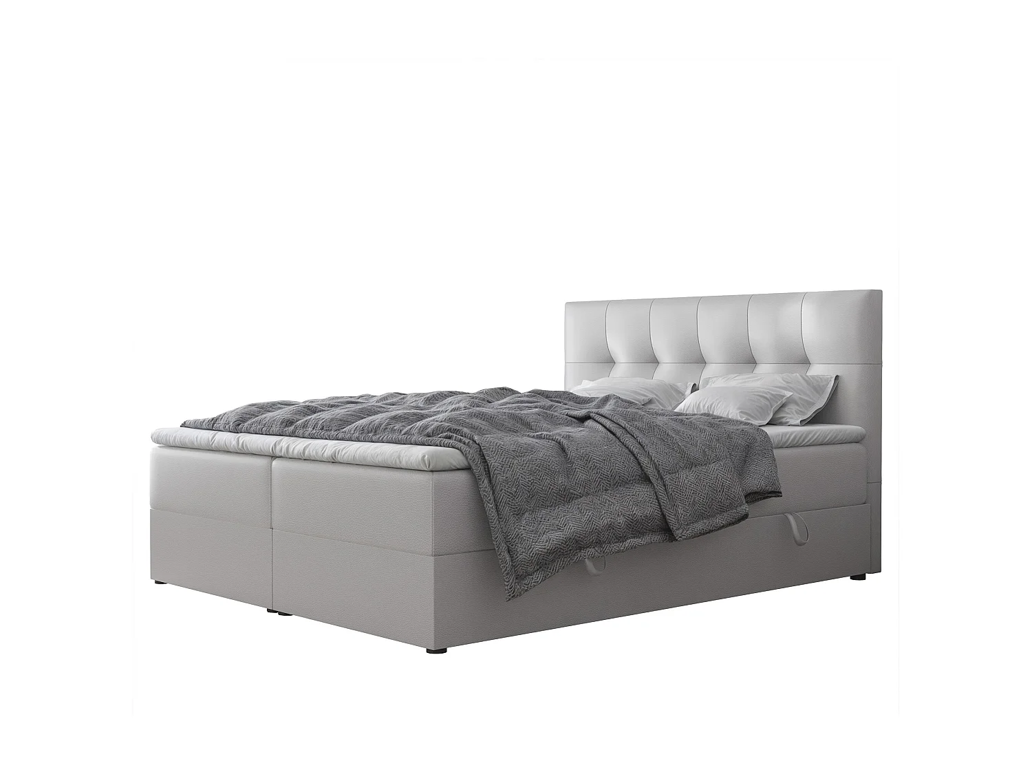 Lit continental rembourré avec surmatelas, gris  - 140x200 - RENZO