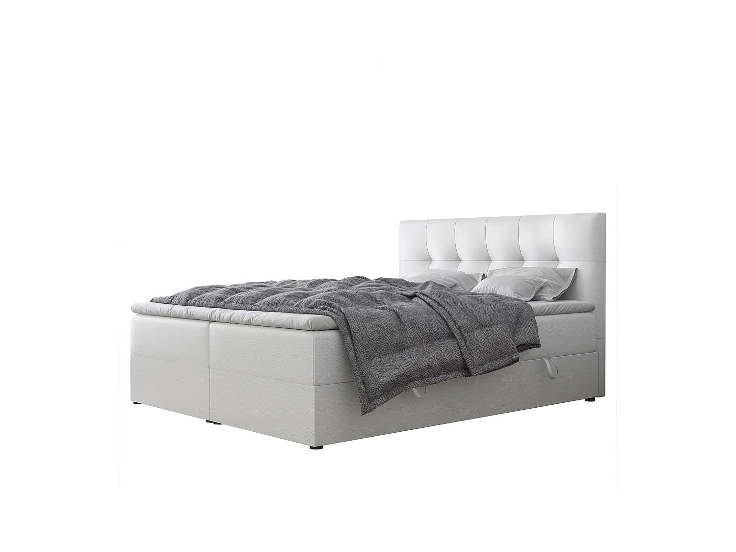 Lit continental rembourré avec surmatelas, blanc  - 200x200 - RENZO