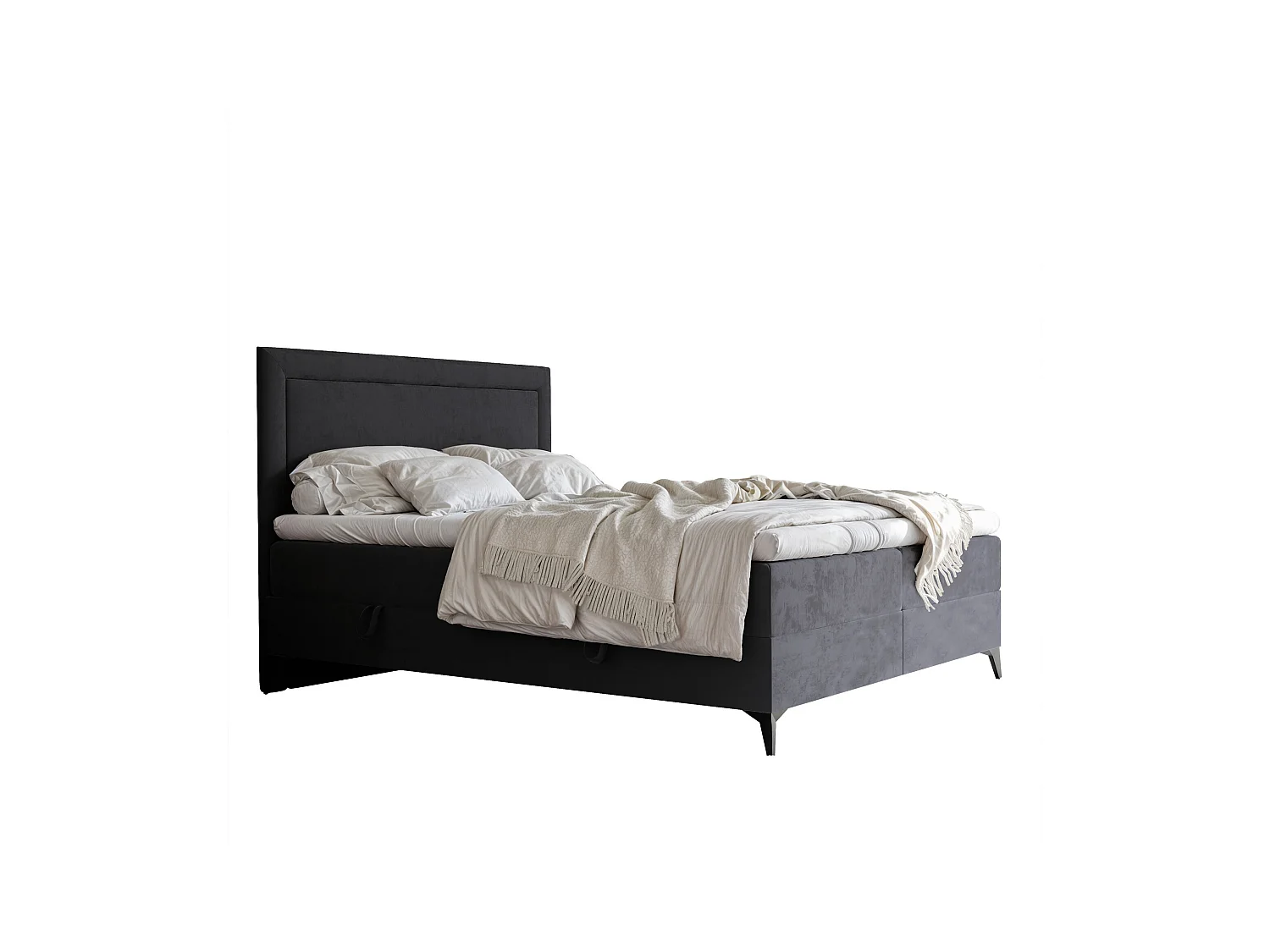 Lit continental rembourré avec surmatelas, noir - 140x200 - NERO