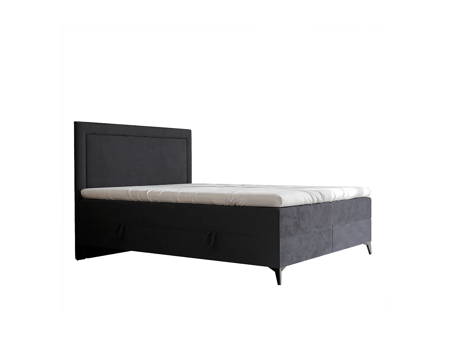 Lit continental rembourré avec surmatelas, noir - 140x200 - NERO