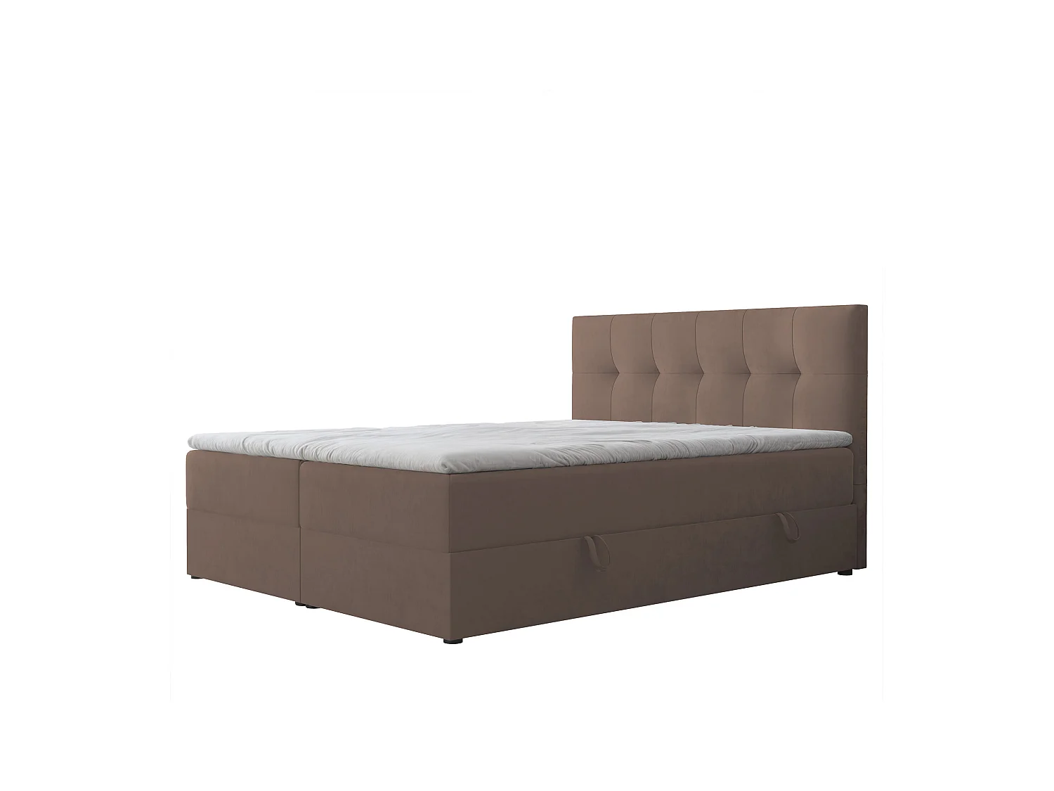 Lit continental rembourré avec surmatelas, marron - 160x200 - RENZO