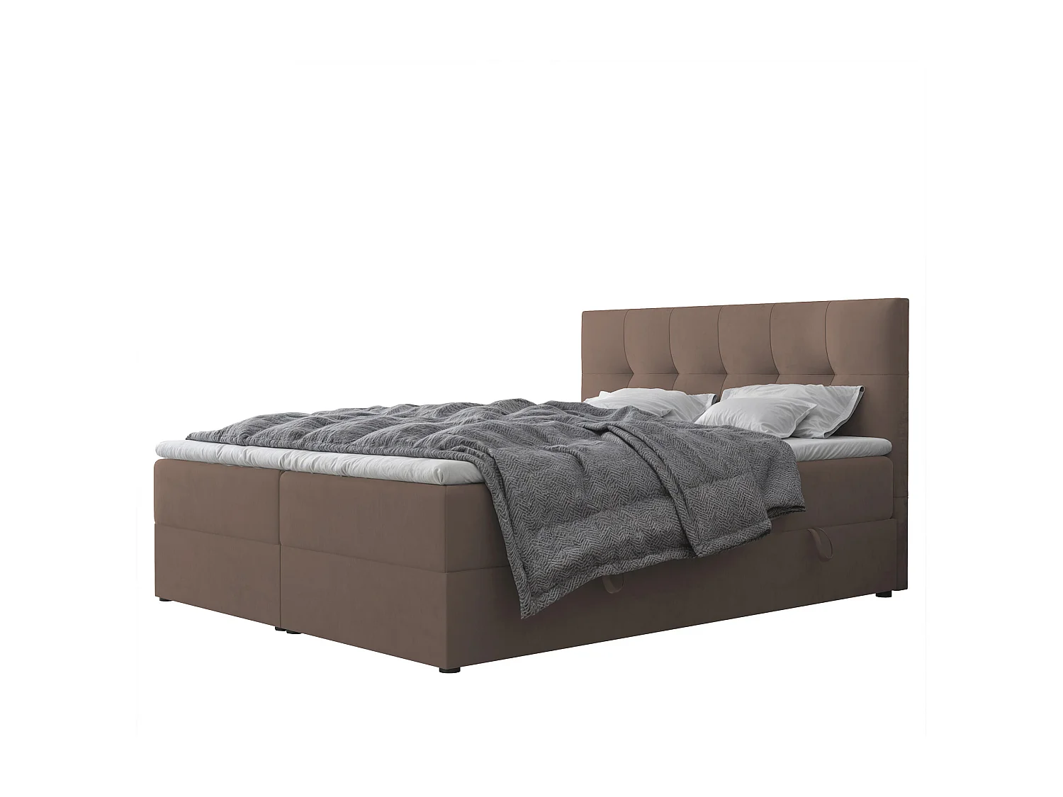 Lit continental rembourré avec surmatelas, marron - 160x200 - RENZO