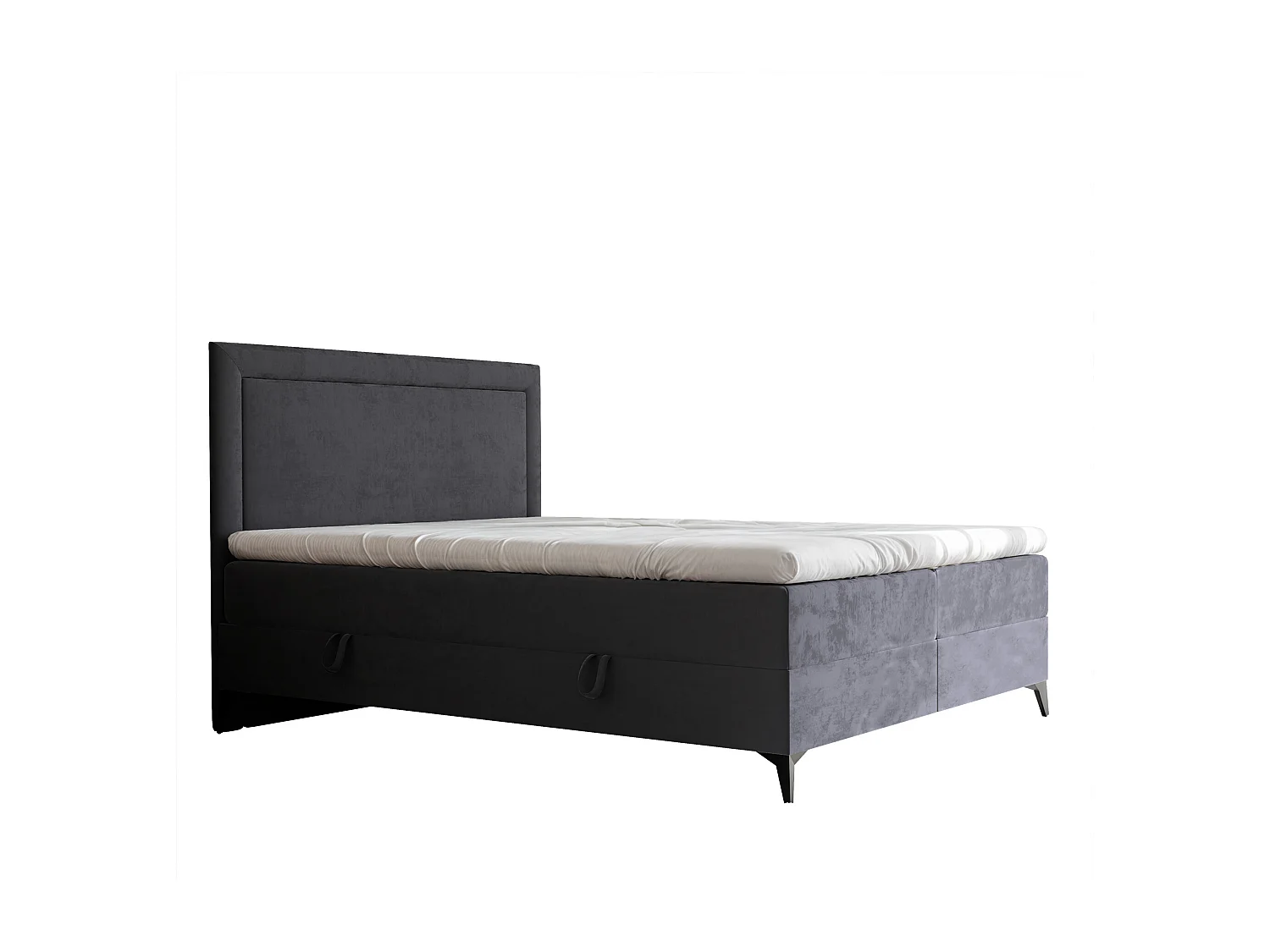 Lit continental rembourré avec surmatelas, gris anthracite - 160x200 - NERO