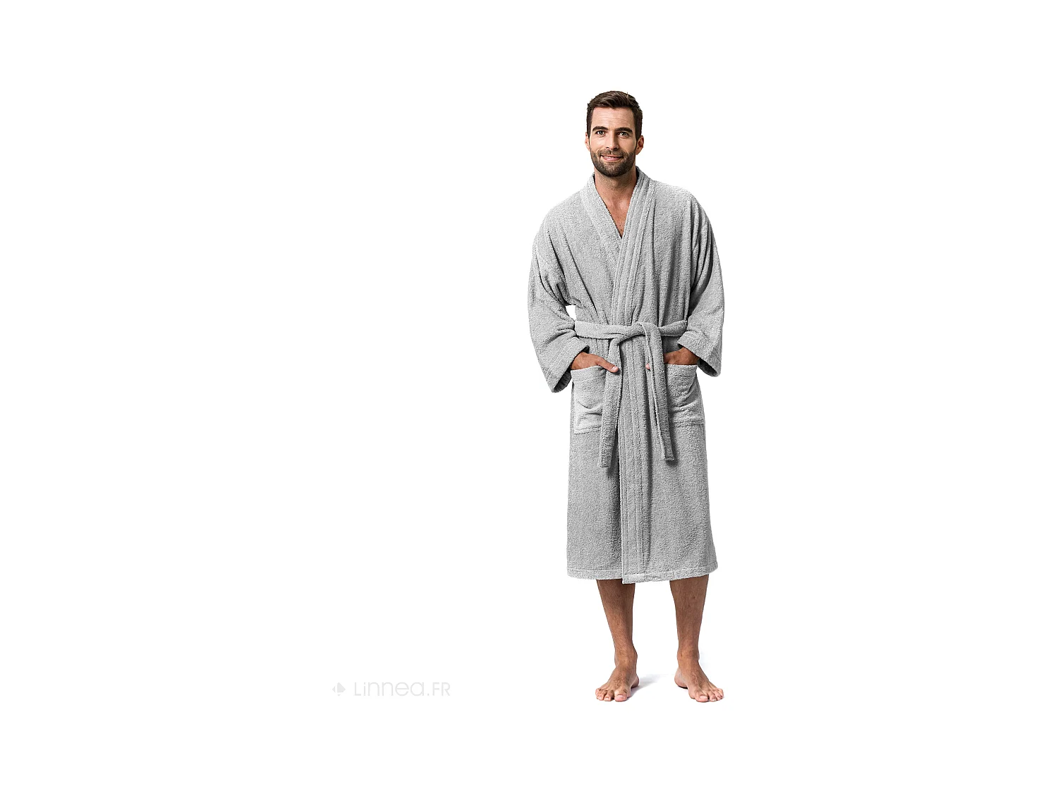 Peignoir kimono adulte PURE coton XL gris argent