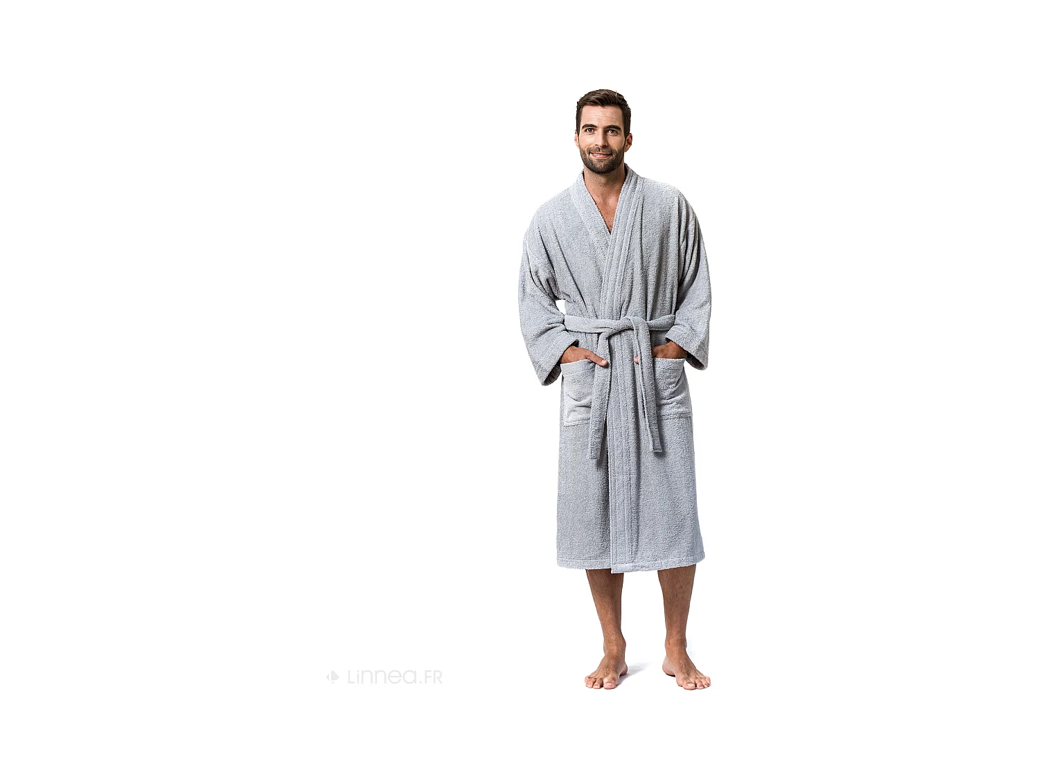 Peignoir kimono adulte PURE coton XL gris argent