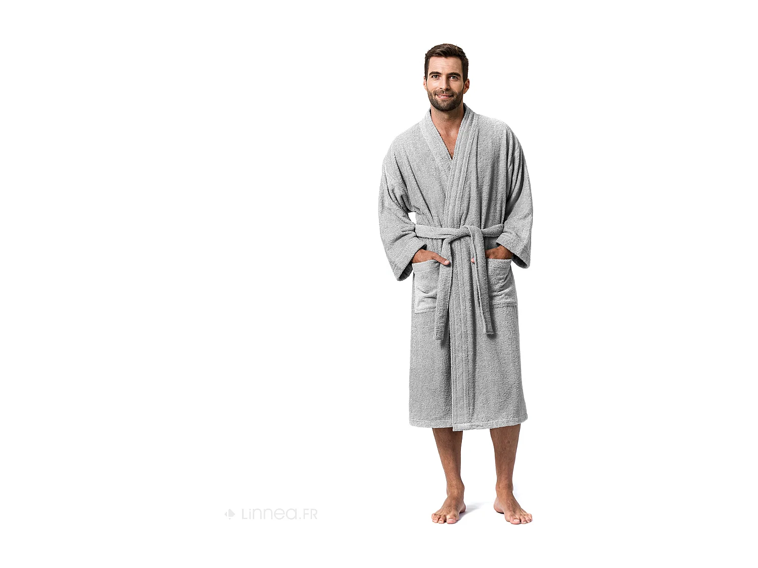 Peignoir kimono adulte PURE coton XL gris argent