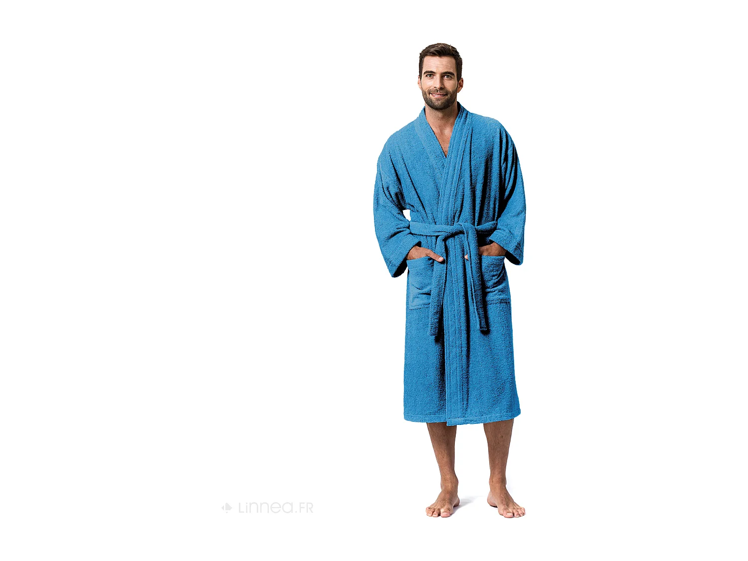 Peignoir kimono adulte PURE coton XL bleu turquoise