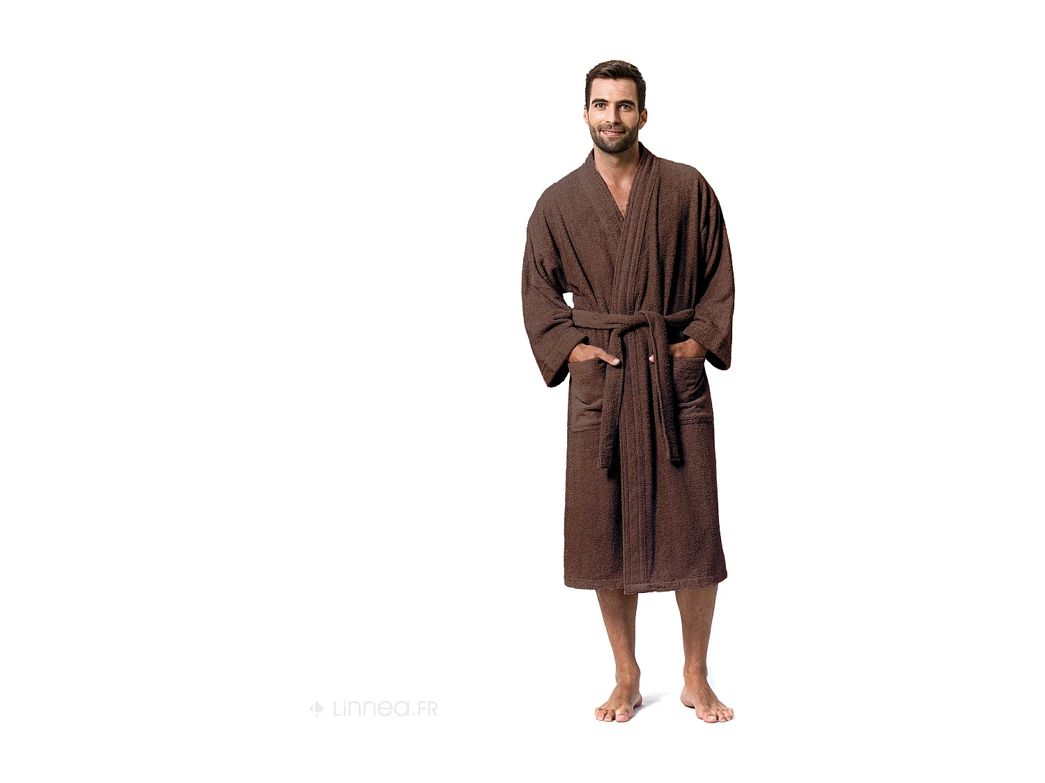 Peignoir kimono adulte PURE coton XL marron