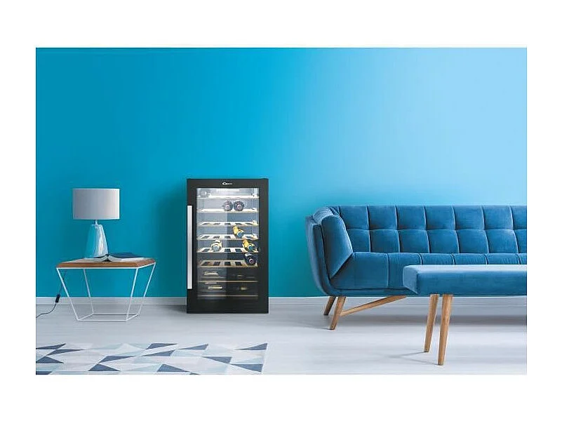 CANDY CWC 154 EEL/N - Cave a Vin WIFI - 121L - Classe A - 49 cm x 84,5 cm - Noir + Inox