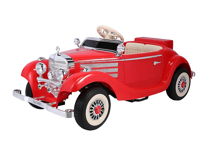 Coche eléctrico retro para niños - ORYXEARTH - Rojo - Batería 12V - Velocidad 3-6 km/h