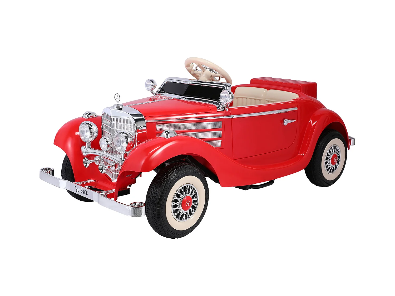 Voiture électrique rétro pour enfants - ORYXEARTH - Rouge - Batterie 12V - Vitesse 3-6 km/h