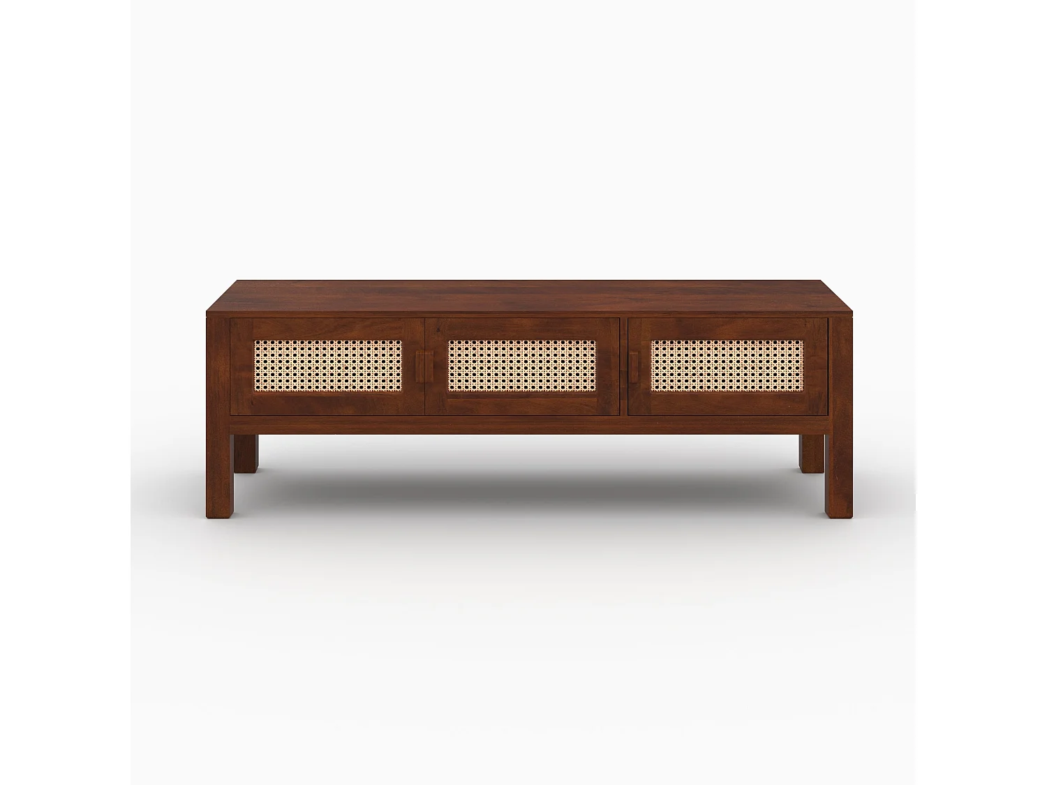 Meuble TV en bois de manguier et cannage - Tiki