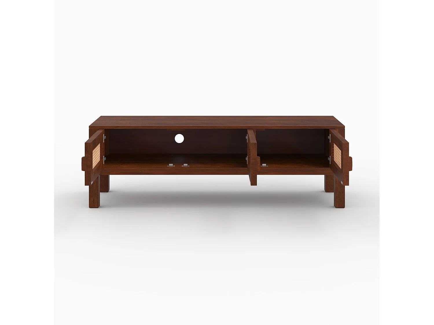 Meuble TV en bois de manguier et cannage - Tiki