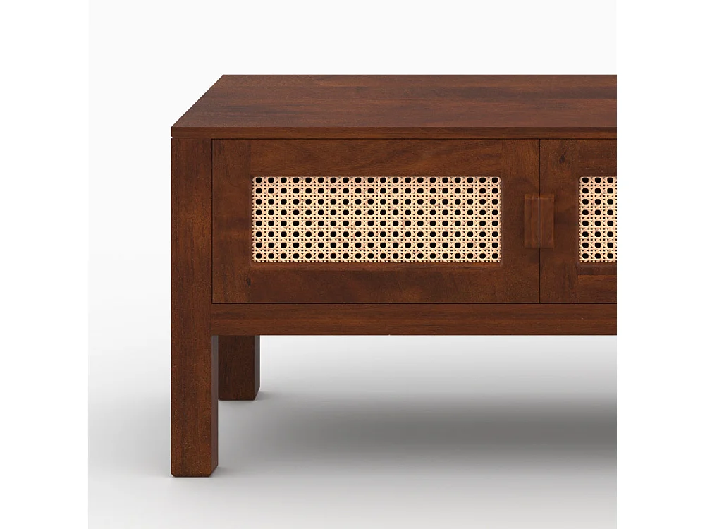 Meuble TV en bois de manguier et cannage - Tiki