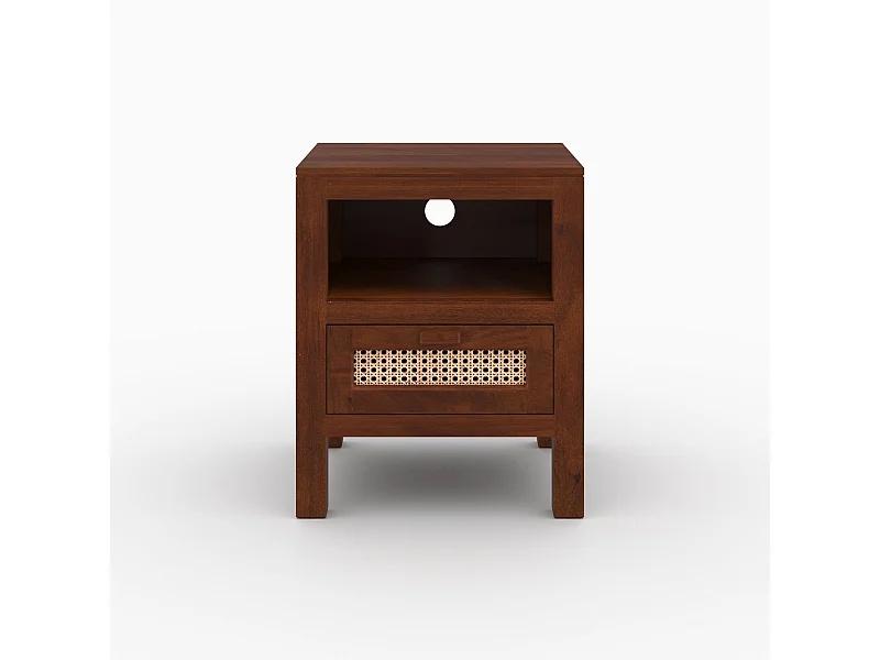 Comodino in legno di mango e canna - Tiki