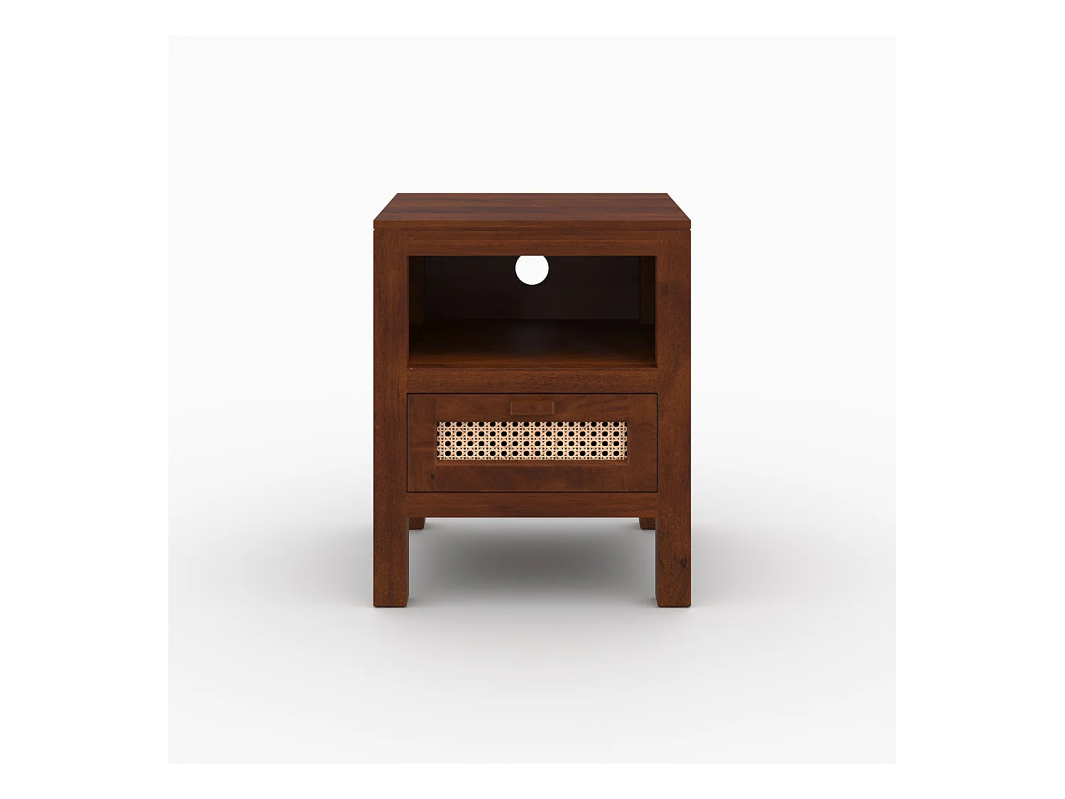 Table de chevet en bois de manguier et cannage - Tiki