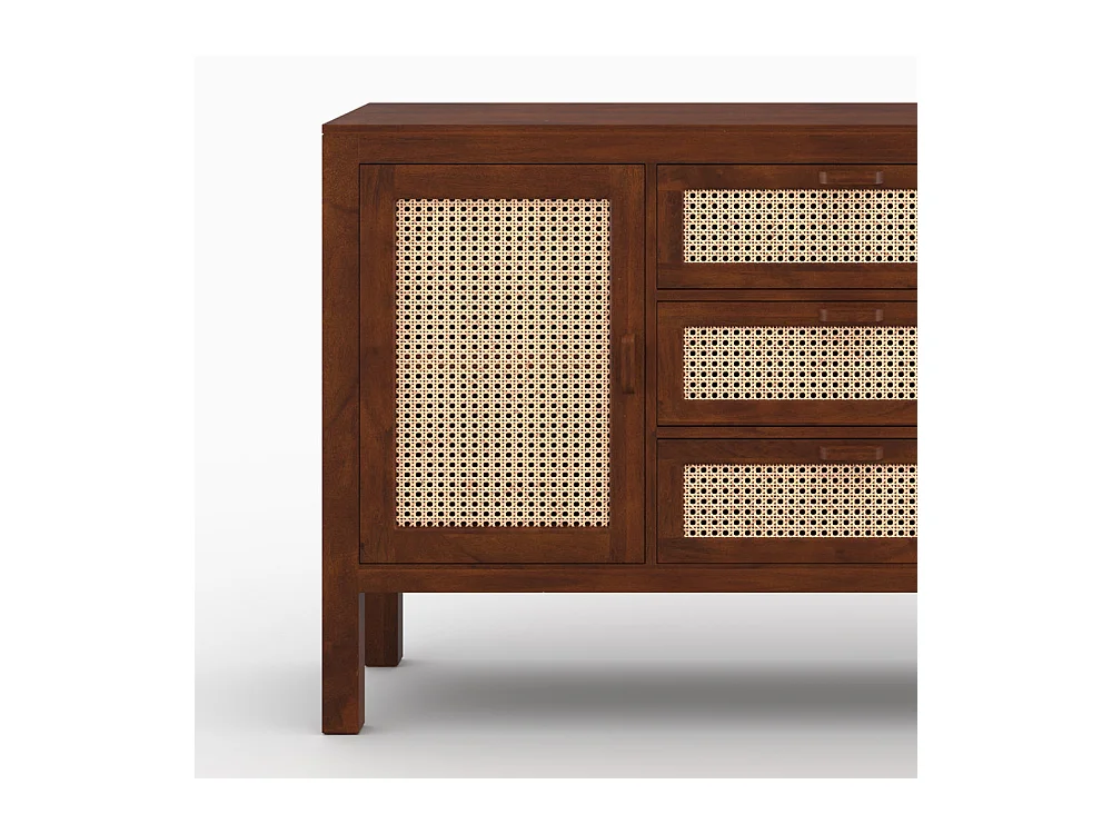 Buffet in legno di mango e impagliatura - Tiki