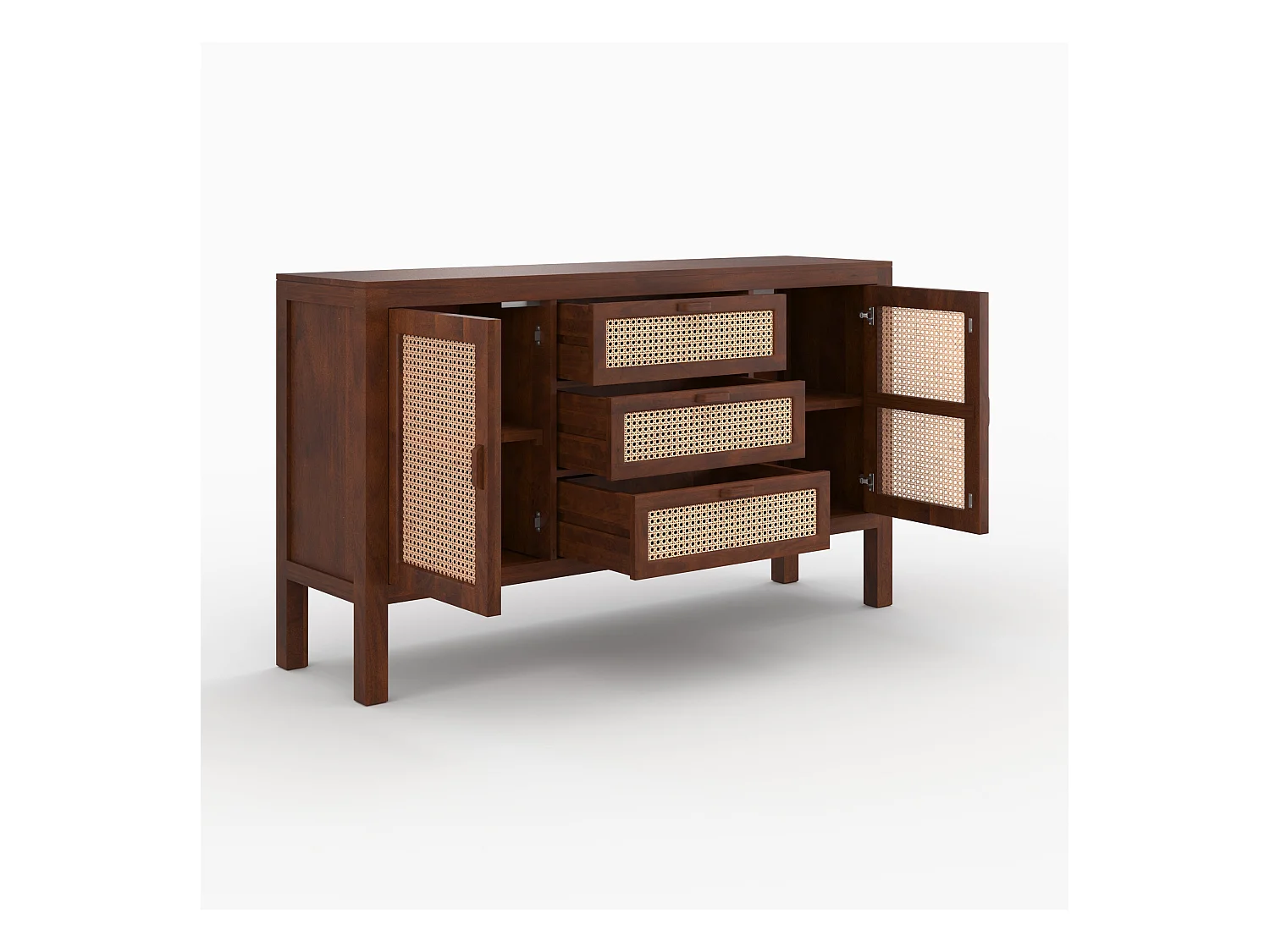 Buffet in legno di mango e impagliatura - Tiki