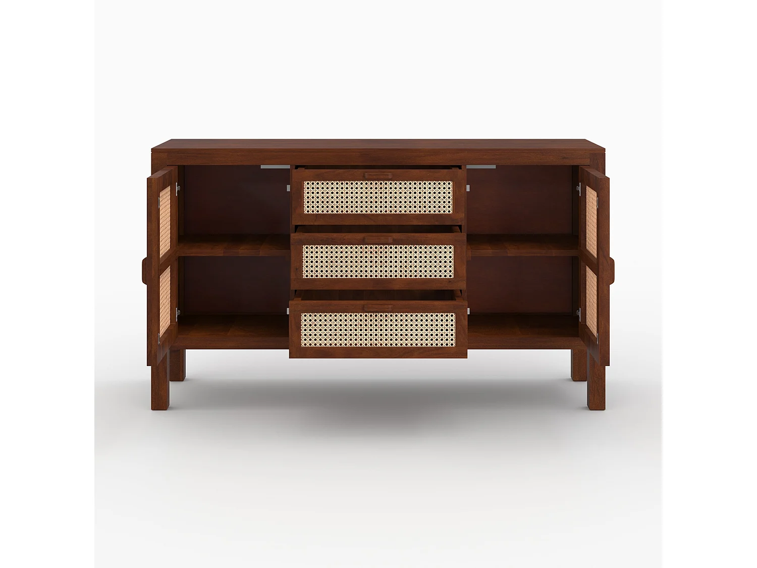 Buffet aus Mango-Holz mit Rattan-Geflecht - Tiki