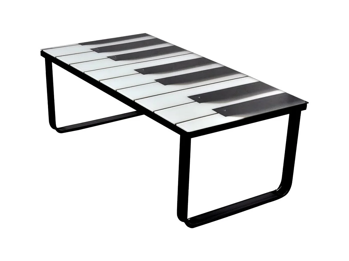 Table basse - YOUTHUP - Impression de piano - Verre trempé - 90 x 45 x 32 cm - Design contemporain