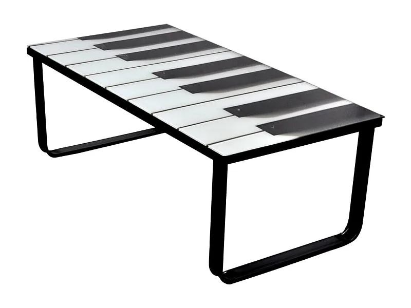 Table basse - YOUTHUP - Impression de piano - Verre trempé - 90 x 45 x 32 cm - Design contemporain