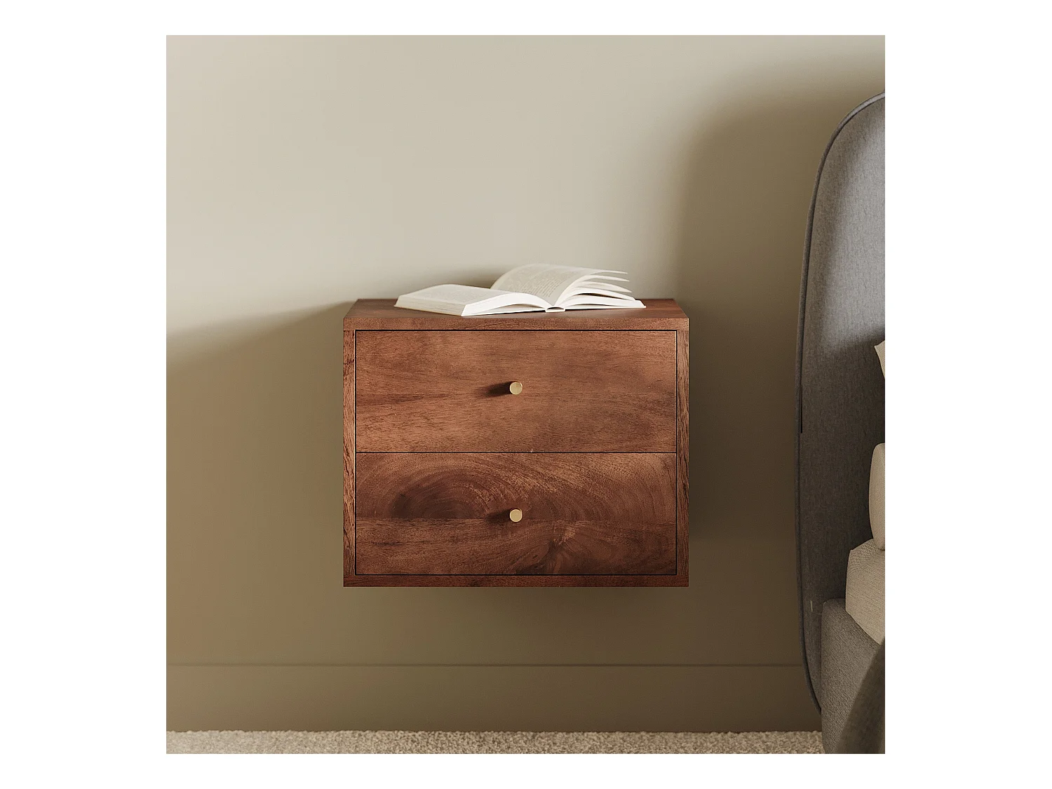 Table de chevet suspendue en bois de manguier - Oréa