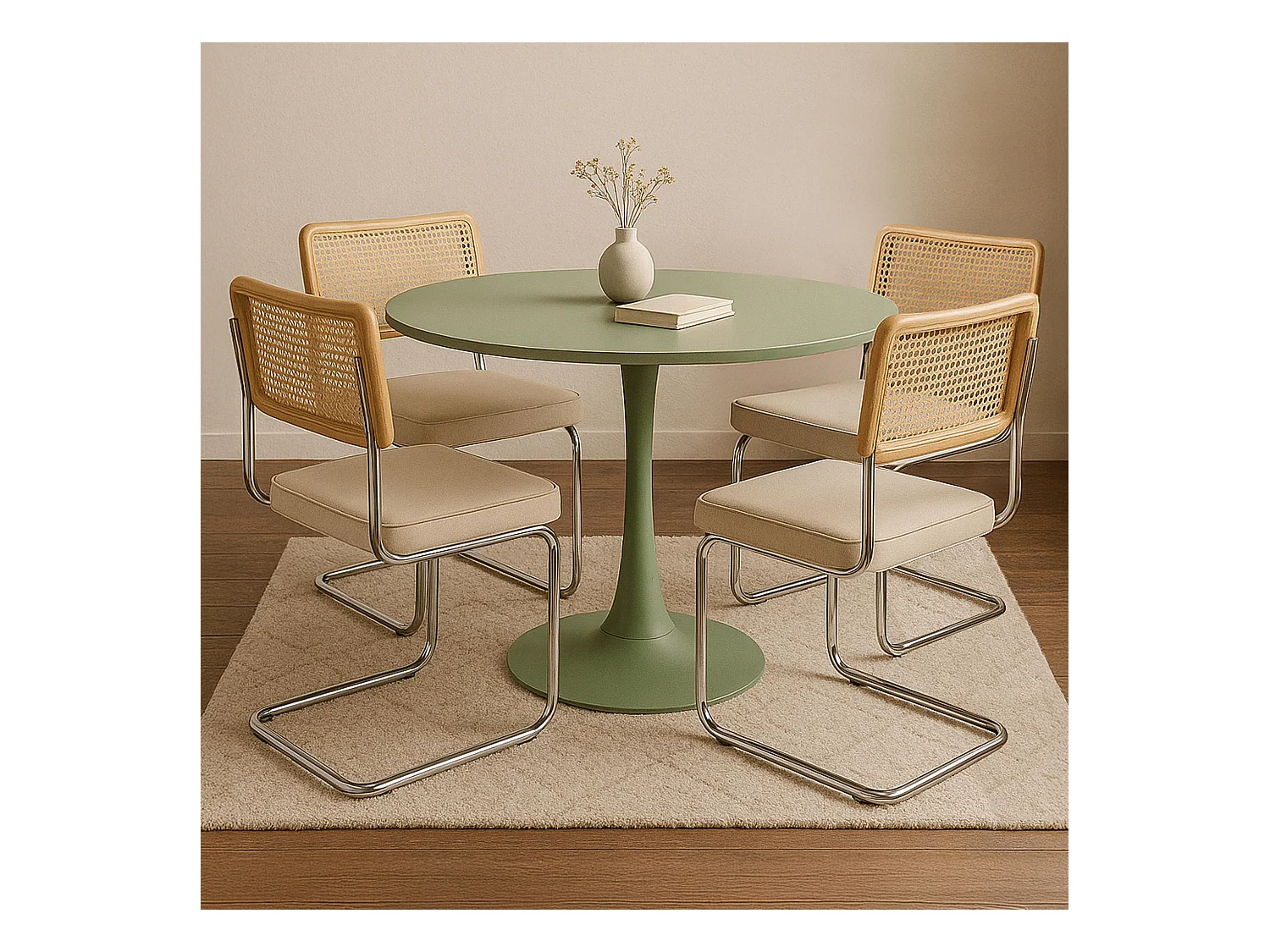 Ronde eettafel voor 4 personen, D100 cm, groen