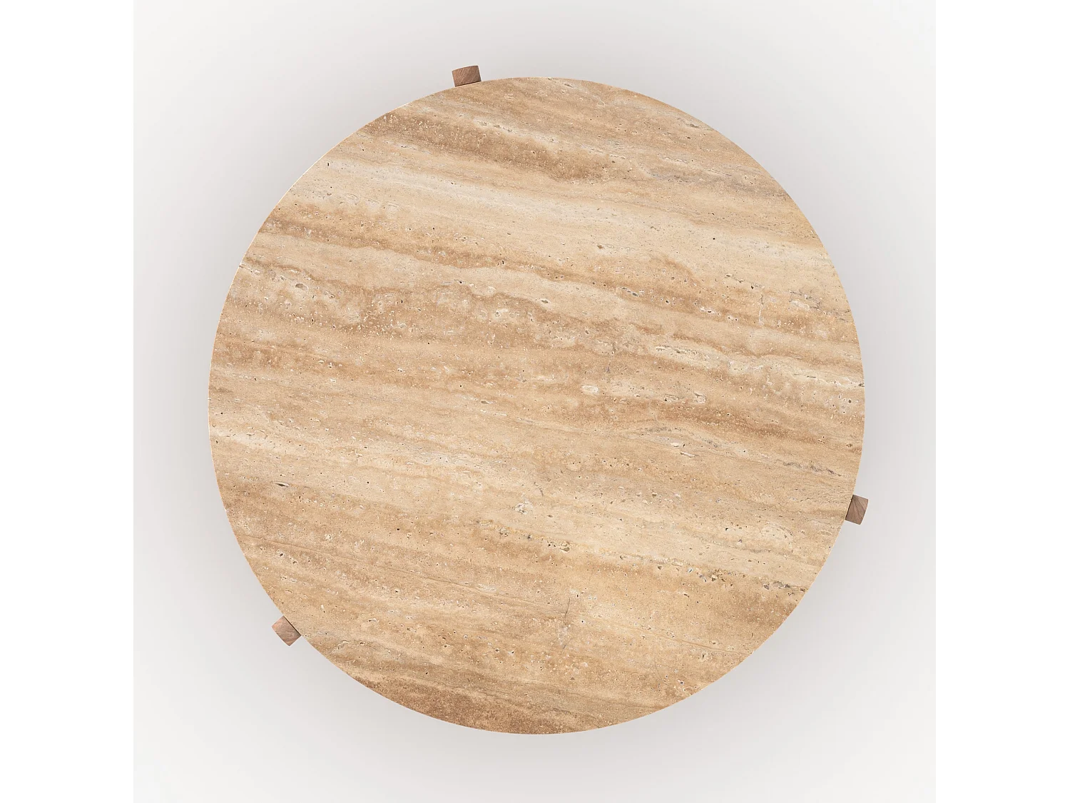 Table basse en travertin et bois D85 cm - Sierra