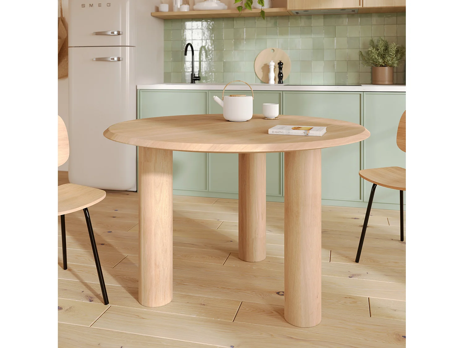 Mesa redonda de madera de mango para 4 personas - Sacha