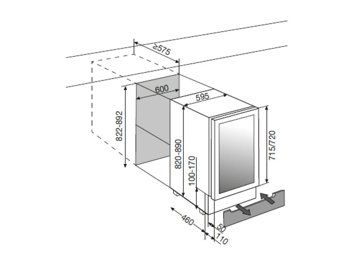 Cave de service 54 Btls Froid Ventilé AIRLUX 59.5cm B, 1021098