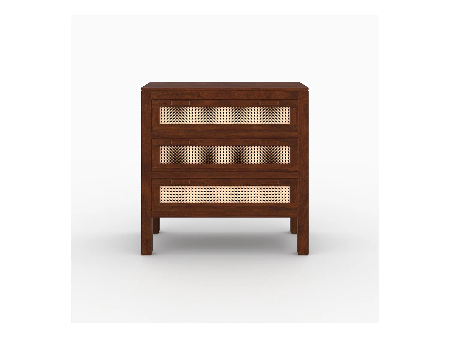 Commode en bois de manguier et cannage - Tiki
