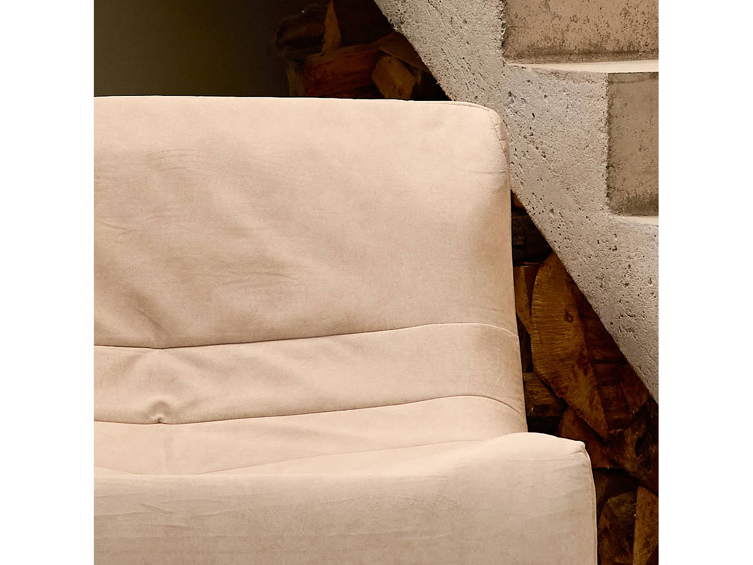Sofá envasado al vacío de terciopelo, 3 plazas beige