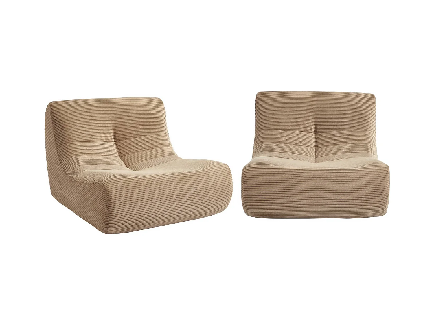 Chauffeuse velours côtelé 2 places taupe L 91 x P 105 x H 72 cm - SOKOL